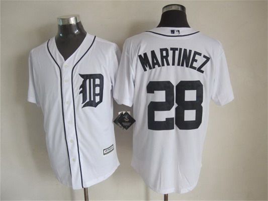Men's Detroit Tigers #28 J. D. Martinez 2015 White Black Pinstripe Jersey