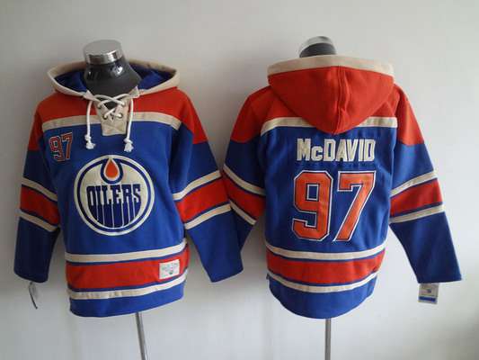 Men's Edmonton Oilers #97 Connor McDavid Old Time Hockey Royal Blue Hoodie