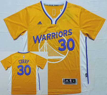 Men's Golden State Warriors #30 Stephen Curry Revolution 30 Swingman 2014 New Yellow Short-Sleeved Jersey