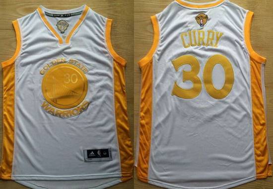 Men's Golden State Warriors #30 Stephen Curry White 2015 Championship NBA Jersey With Commemorative The Finals Patch