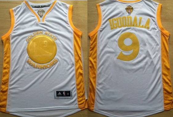 Men's Golden State Warriors #9 Andre Iguodala White 2015 Championship NBA Jersey With Commemorative The Finals Patch