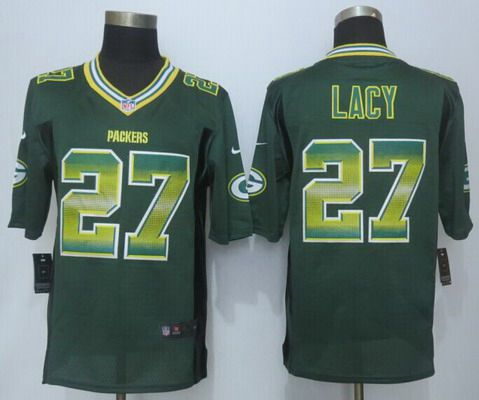 Men's Green Bay Packers #27 Eddie Lacy Green Strobe 2015 NFL Nike Fashion Jersey