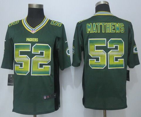Men's Green Bay Packers #52 Clay Matthews Green Strobe 2015 NFL Nike Fashion Jersey