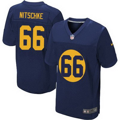 Men's Green Bay Packers #66 Ray Nitschke Navy Blue Alternate NFL Nike Elite Jersey