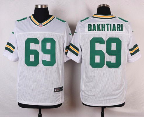 Men's Green Bay Packers #69 David Bakhtiari White Road NFL Nike Elite Jersey