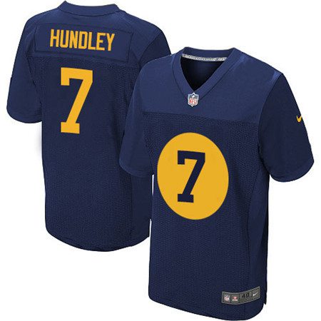 Men's Green Bay Packers #7 Brett Hundley Navy BLue Elite Jersey