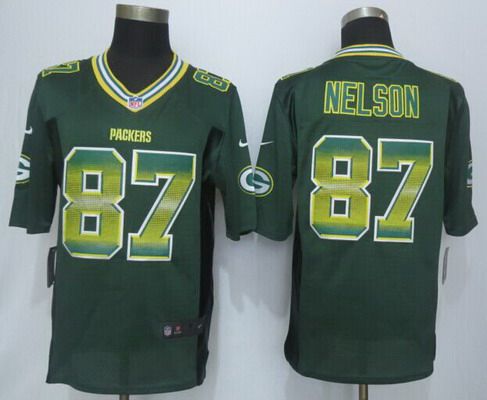 Men's Green Bay Packers #87 Jordy Nelson Green Strobe 2015 NFL Nike Fashion Jersey