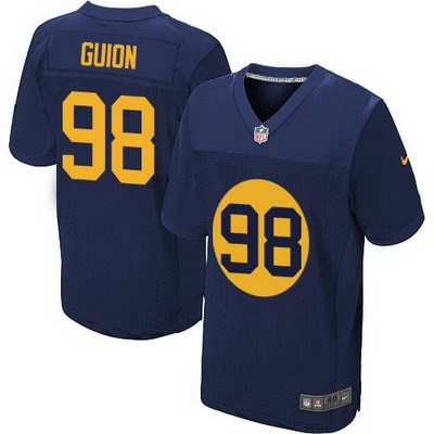 Men's Green Bay Packers #98 Letroy Guion Green Navy Blue Alternate NFL Nike Elite Jersey