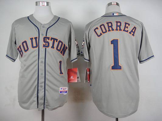 Men's Houston Astros #1 Carlos Correa Gray Jersey