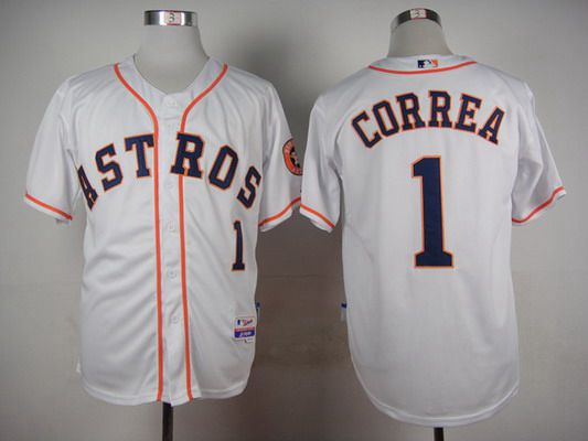 Men's Houston Astros #1 Carlos Correa White Jersey