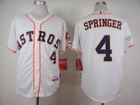 Men's Houston Astros #4 George Springer White Jersey
