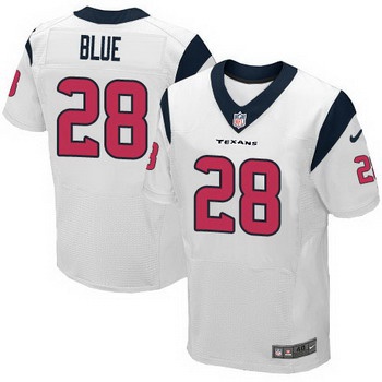 Men's Houston Texans #28 Alfred Blue White Road NFL Nike Elite Jersey