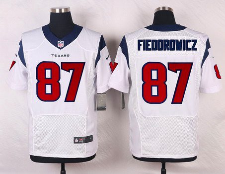 Men's Houston Texans #87 C. J. Fiedorowicz White Road NFL Nike Elite Jersey