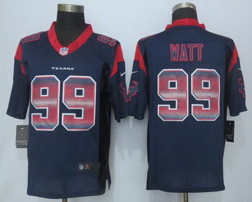 Men's Houston Texans #99 J.J. Watt White Navy Blue Strobe 2015 NFL Nike Fashion Jersey