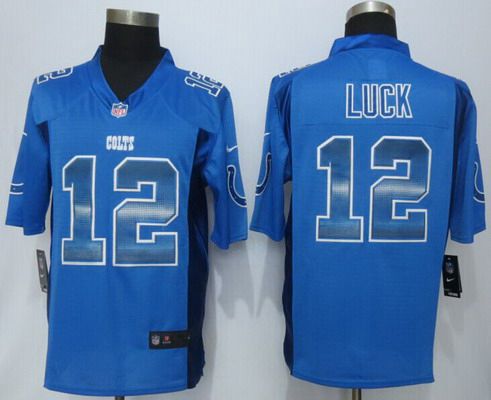 Men's Indianapolis Colts #12 Andrew Luck Blue Strobe 2015 NFL Nike Fashion Jersey