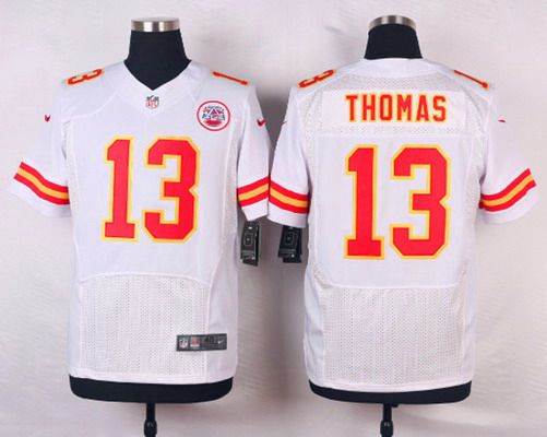Men's Kansas City Chiefs #13 De'Anthony Thomas White Road NFL Nike Elite Jersey