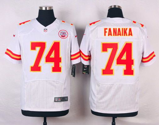 Men's Kansas City Chiefs #74 Paul Fanaika White Road NFL Nike Elite Jersey