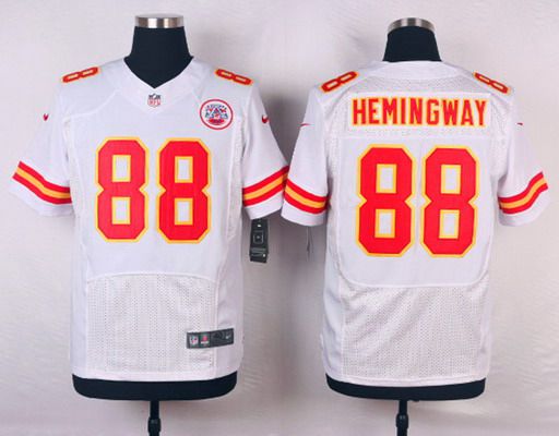 Men's Kansas City Chiefs #88 Junior Hemingway White Road NFL Nike Elite Jersey