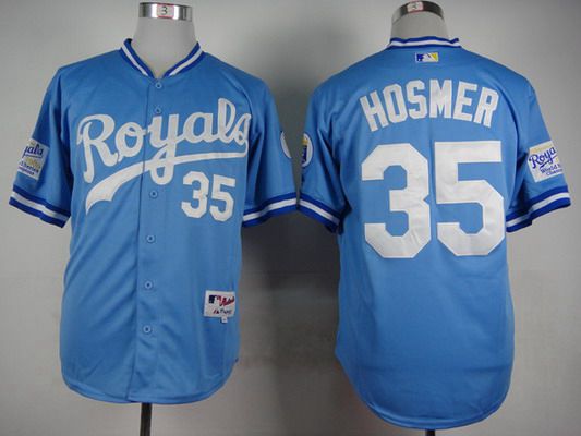 Men's Kansas City Royals #35 Eric Hosmer 1985 Turn Back The Clock Blue Jersey