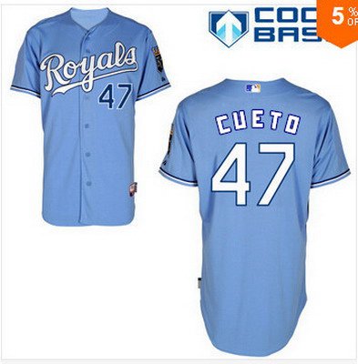 Men's Kansas City Royals #47 Johnny Cueto Alternate Light Blue MLB Cool Base Jersey