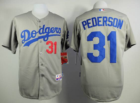 Men's Los Angeles Dodgers #31 Joc Pederson 2014 Gray Jersey