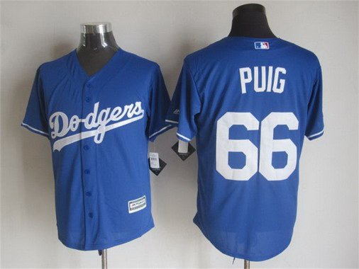 Men's Los Angeles Dodgers #66 Yasiel Puig Alternate Blue 2015 MLB Cool Base Jersey