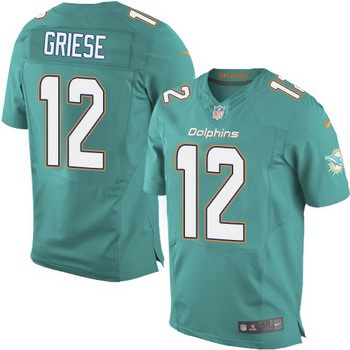 Men's Miami Dolphins #12 Bob Griese Aqua Green Team Color NFL Nike Elite Jersey