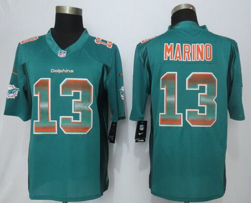 Men's Miami Dolphins #13 Dan Marino Aqua Green Strobe 2015 NFL Nike Fashion Jersey
