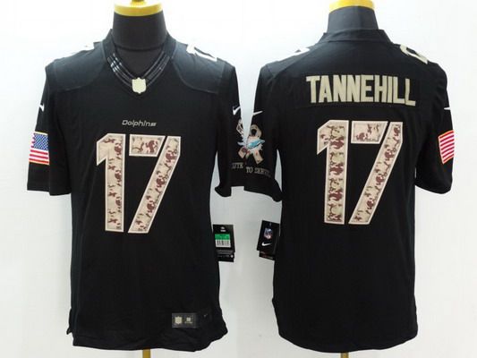Men's Miami Dolphins #17 Ryan Tannehill Black Salute To Service NFL Nike Limited Jersey