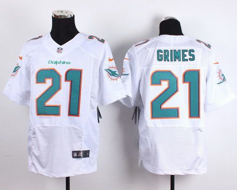 Men's Miami Dolphins #21 Brent Grimes Nike White Elite Jersey