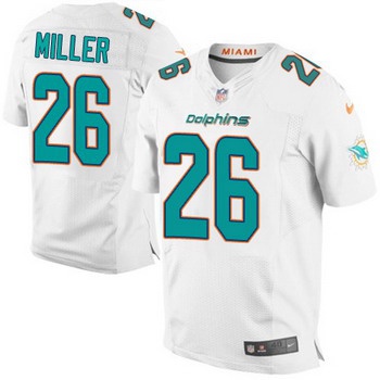 Men's Miami Dolphins #26 Lamar Miller White Road NFL Nike Elite Jersey
