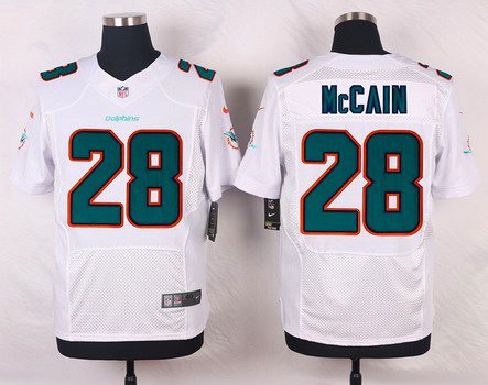 Men's Miami Dolphins #28 Bobby McCain White Road NFL Nike Elite Jersey