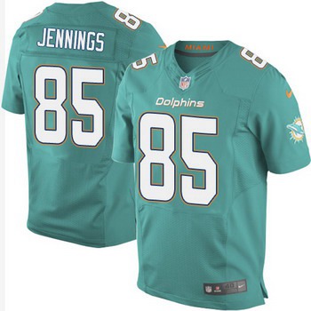 Men's Miami Dolphins #85 Greg Jennings Aqua Green Team Color NFL Nike Elite Jersey