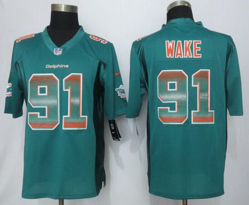 Men's Miami Dolphins #91 Cameron Wake Aqua Green Strobe 2015 NFL Nike Fashion Jersey