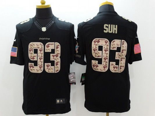 Men's Miami Dolphins #93 Ndamukong Suh Black Salute To Service NFL Nike Limited Jersey