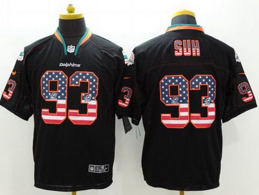 Men's Miami Dolphins #93 Ndamukong Suh Black USA Flag Fashion NFL Nike Elite Jersey