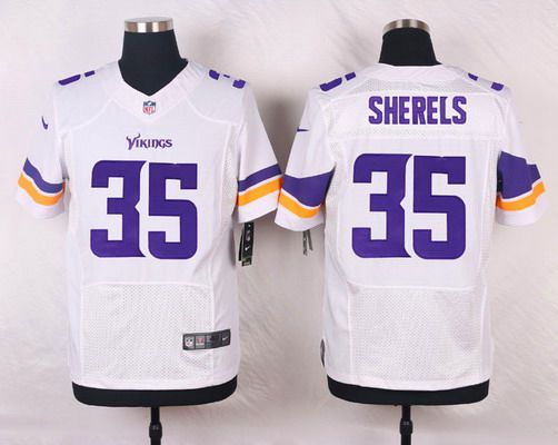 Men's Minnesota Vikings #35 Marcus Sherels White Road NFL Nike Elite Jersey