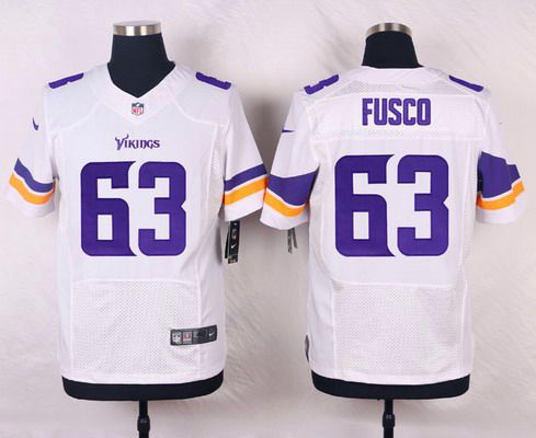 Men's Minnesota Vikings #63 Brandon Fusco White Road NFL Nike Elite Jersey