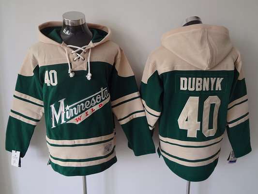 Men's Minnesota Wild #40 Devan Dubnyk Old Time Hockey Green Hoodie