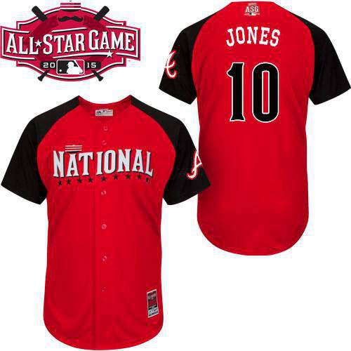 Men's National League Atlanta Braves #10 Chipper Jones 2015 MLB All-Star Red Jersey
