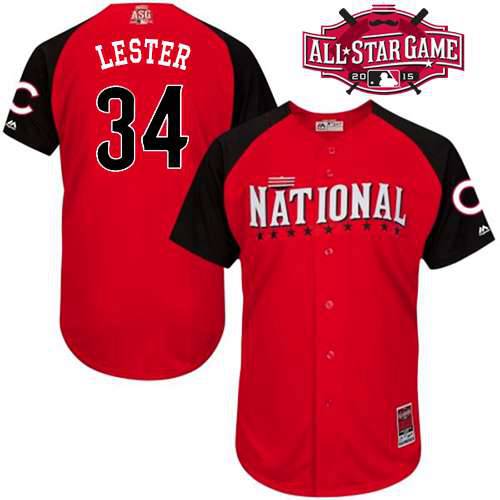 Men's National League Chicago Cubs #34 Jon Lester 2015 MLB All-Star Red Jersey