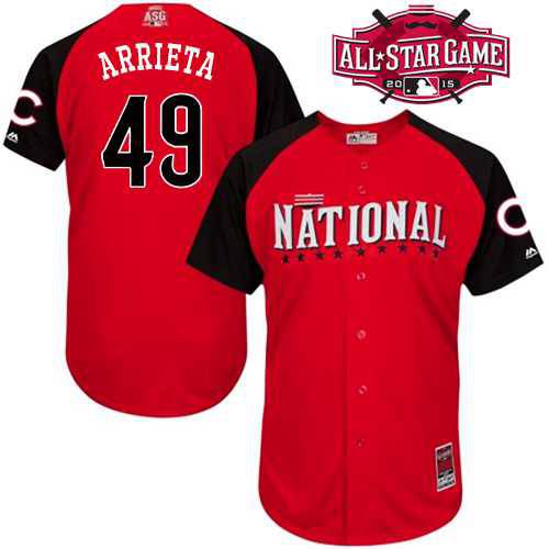 Men's National League Chicago Cubs #49 Jake Arrieta 2015 MLB All-Star Red Jersey