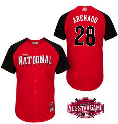 Men's National League Colorado Rockies #28 Nolan Arenado 2015 MLB All-Star Red Jersey