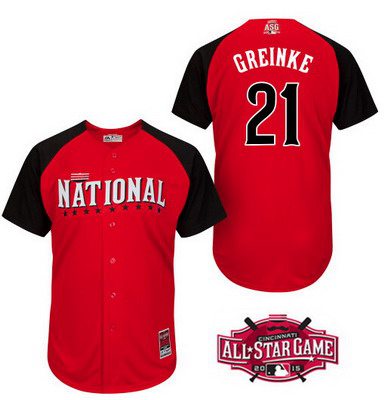 Men's National League Los Angeles Dodgers #21 Zack Greinke 2015 MLB All-Star Red Jersey