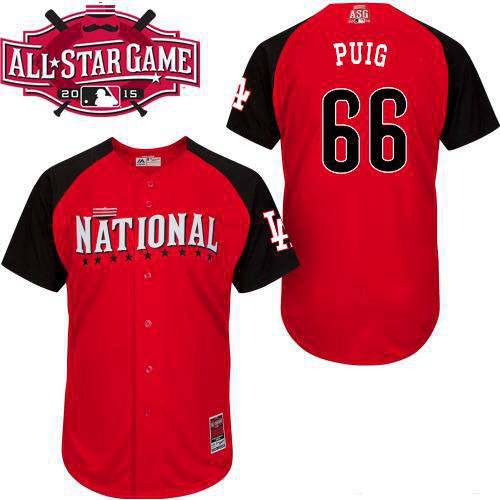 Men's National League Los Angeles Dodgers #66 Yasiel Puig 2015 MLB All-Star Red Jersey