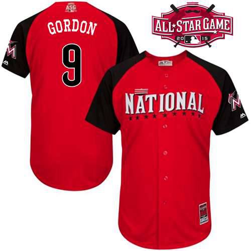 Men's National League Miami Marlins #9 Dee Gordon 2015 MLB All-Star Red Jersey