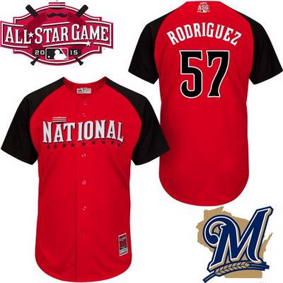 Men's National League Milwaukee Brewers #57 Francisco Rodriguez 2015 MLB All-Star Red Jersey