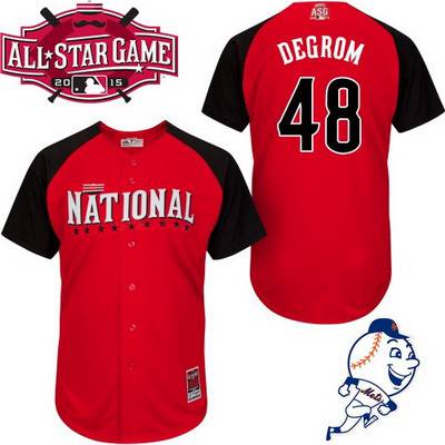 Men's National League New York Mets #48 Jacob DeGrom 2015 MLB All-Star Red Jersey