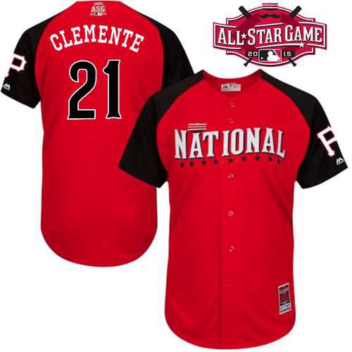 Men's National League Pittsburgh Pirates #21 Roberto Clemente 2015 MLB All-Star Red Jersey