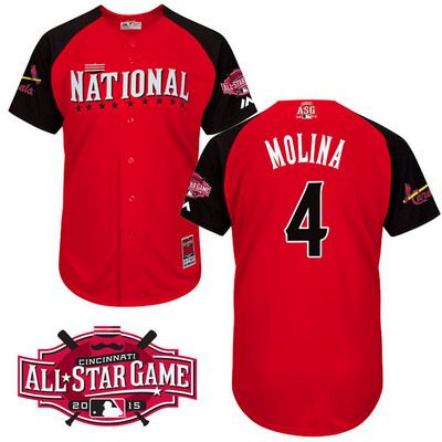 Men's National League St. Louis Cardinals #4 Yadier Molina 2015 MLB All-Star Red Jersey